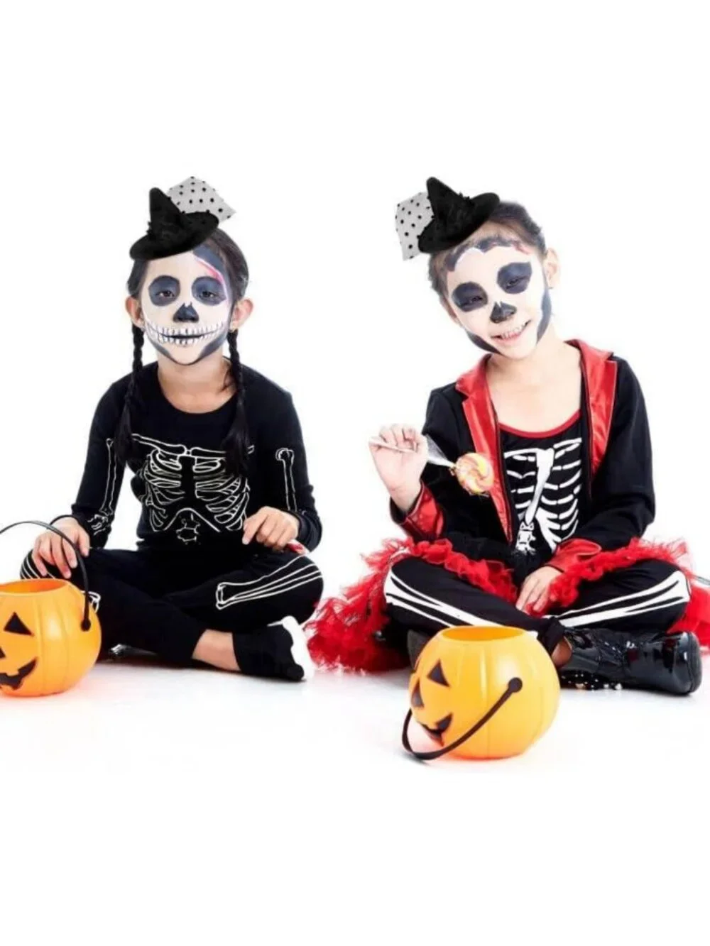 2 Pack Halloween Witch Hat Hair Clips with Black Flower Veil - Costume Accessory